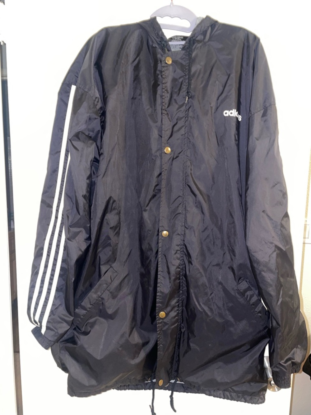 Adidas Men's Black raincoat/windbreaker  vintage